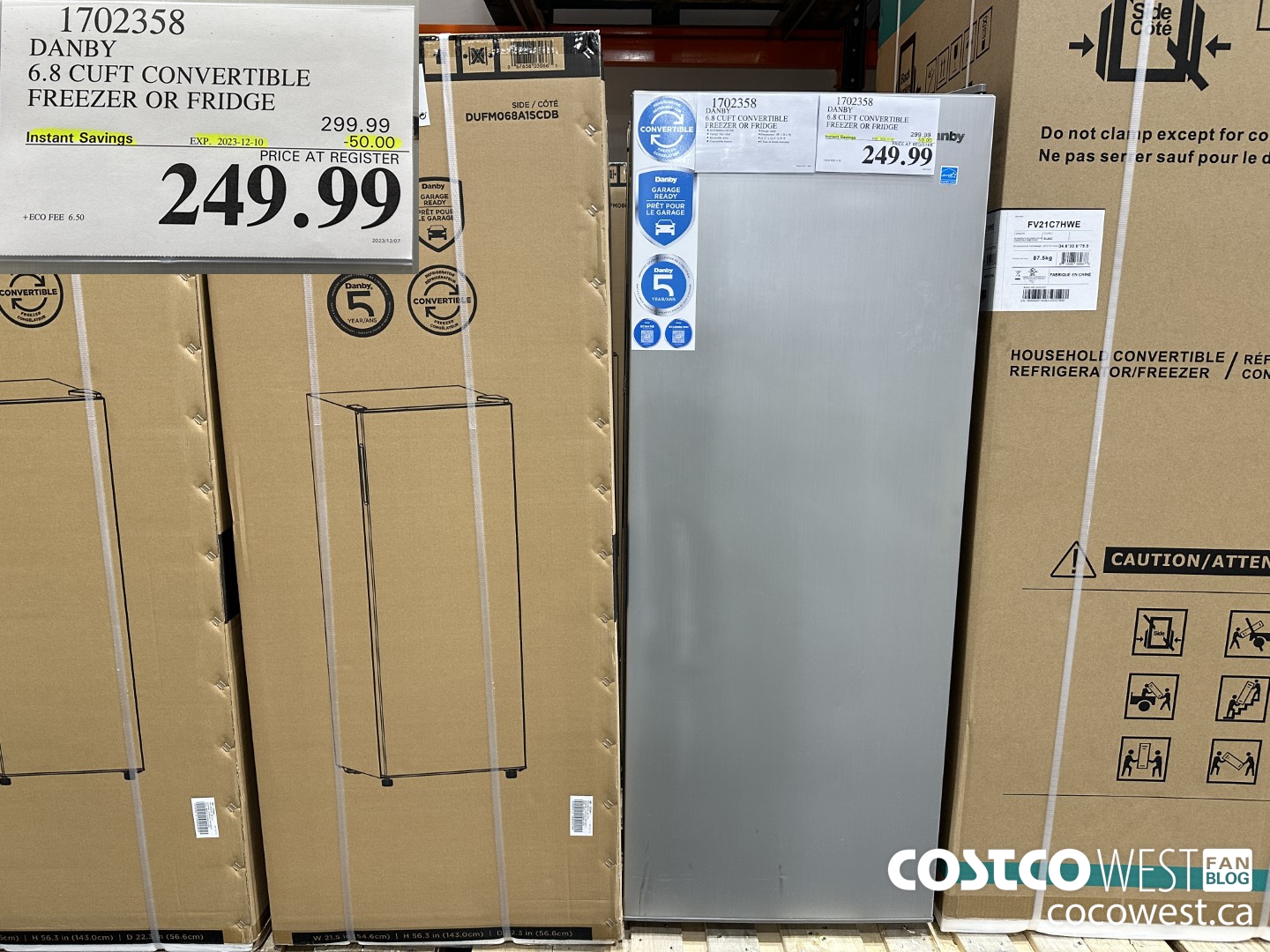 1702358 DANBY 6.8 CUFT CONVERTIBLE FREEZER OR FRIDGE ($50.00 INSTANT SAVINGS EXPIRES ON 2023-12-10) $249.99