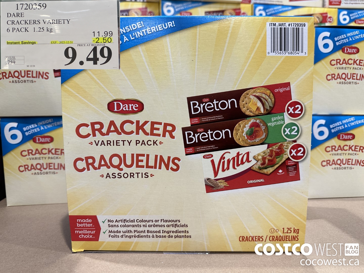 1720359 DARE CRACKERS VARIETY 6 PACK 1.25 KG ($2.50 INSTANT SAVINGS EXPIRES ON 2023-12-31) $9.49