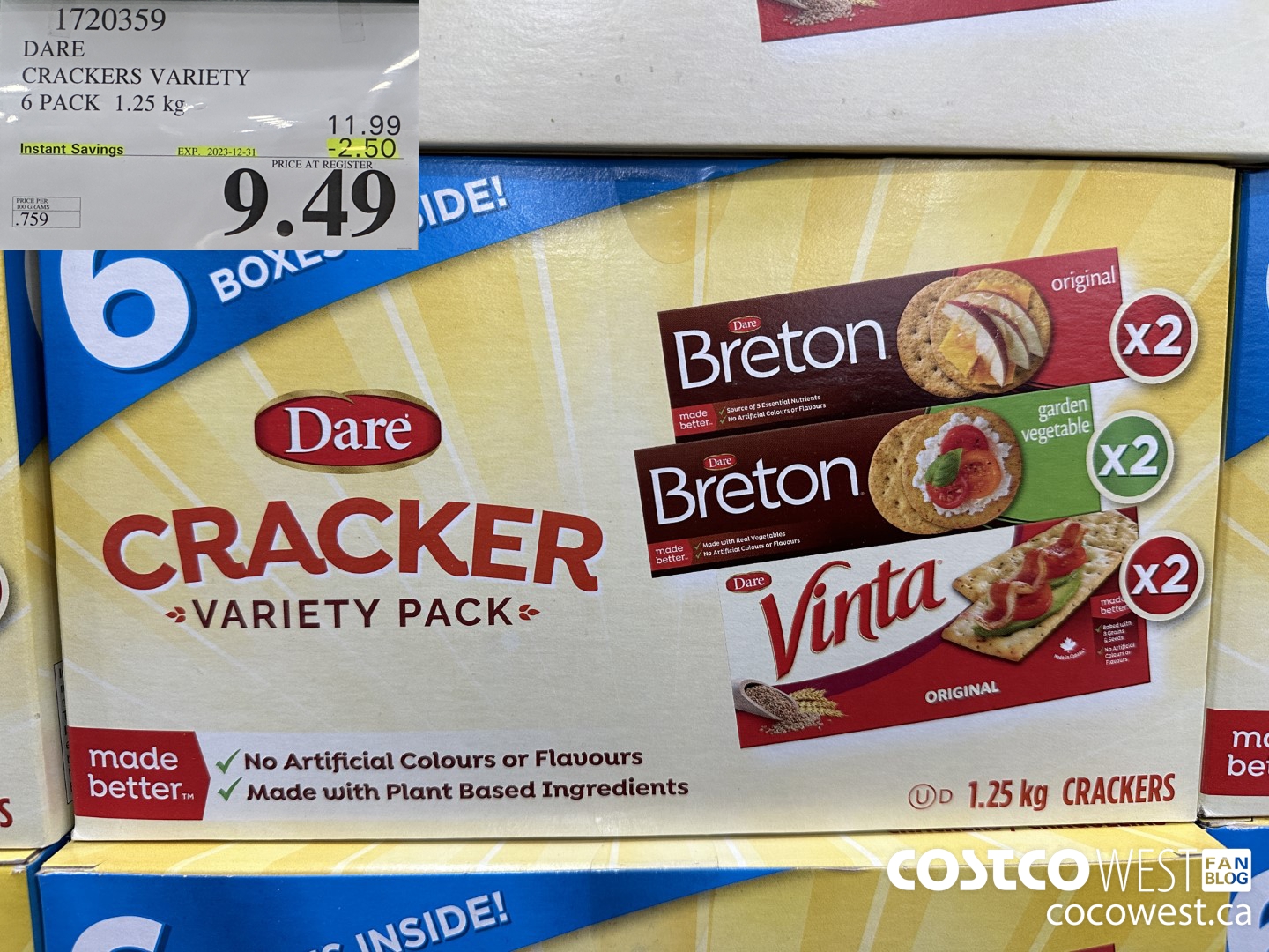 1720359 DARE CRACKERS VARIETY 6 PACK 1.25 KG ($2.50 INSTANT SAVINGS EXPIRES ON 2023-12-31) $9.49