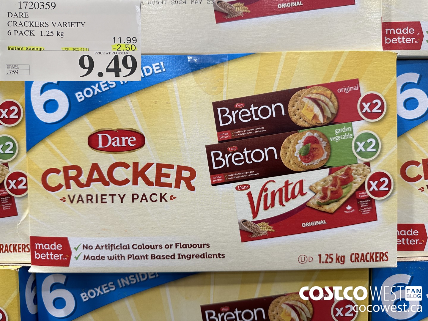 1720359 DARE CRACKERS VARIETY 6 PACK 1.25 KG ($2.50 INSTANT SAVINGS EXPIRES ON 2023-12-31) $9.49