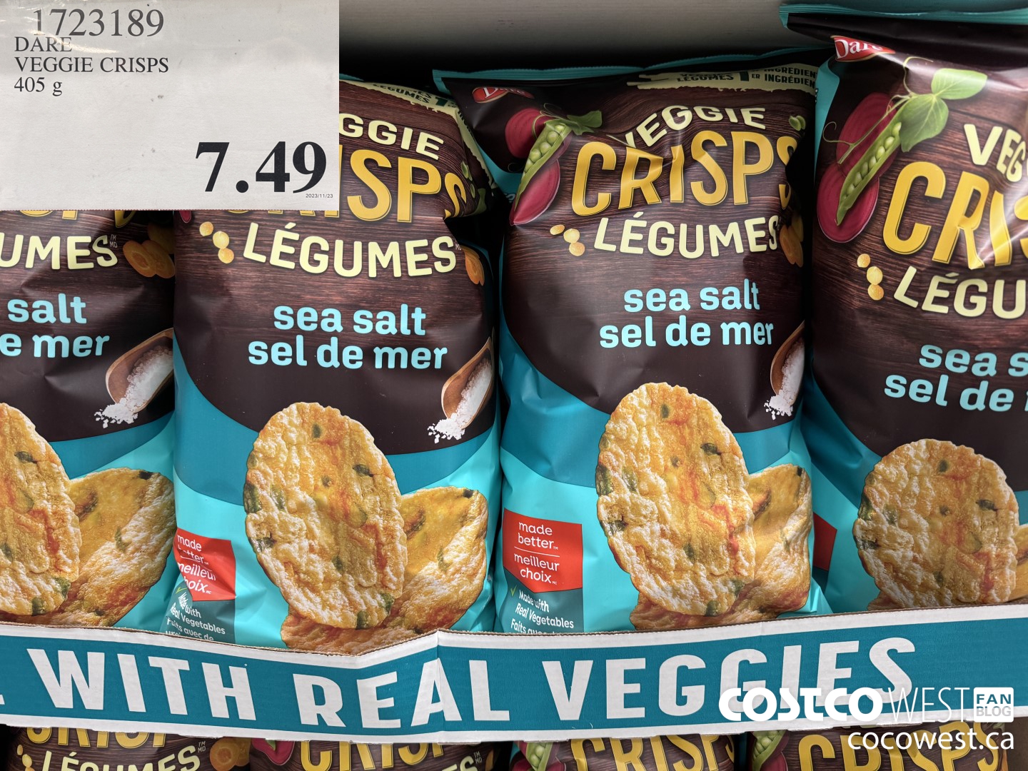 1723189 DARE VEGGIE CRISPS 405G $7.49