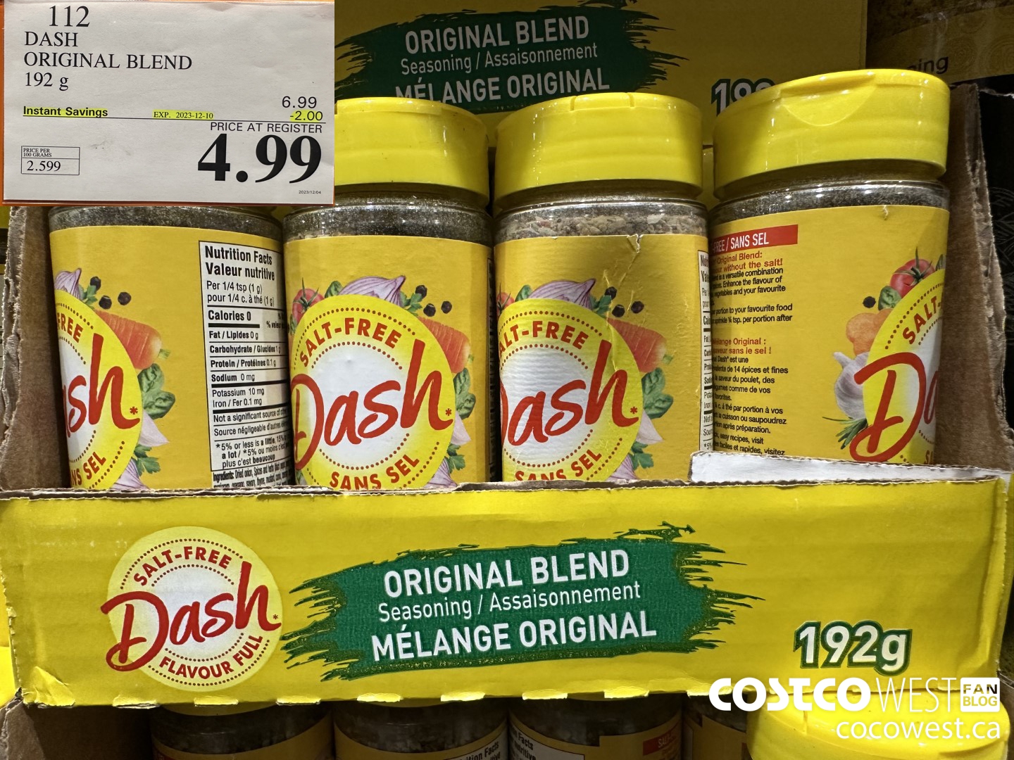 112 DASH ORIGINAL BLEND 192 g ($2.00 INSTANT SAVINGS EXPIRES ON 2023-12-10) $4.99