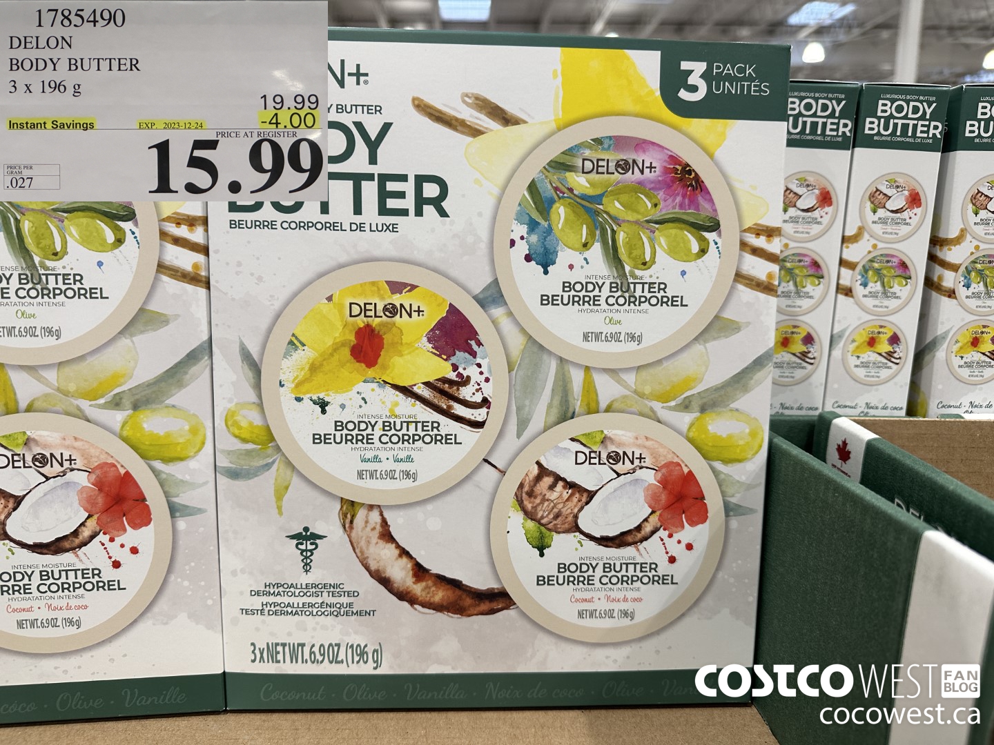 1785490 DELON BODY BUTTER 3 X 196G ($4.00 INSTANT SAVINGS EXPIRES ON 2023-12-24) $15.99