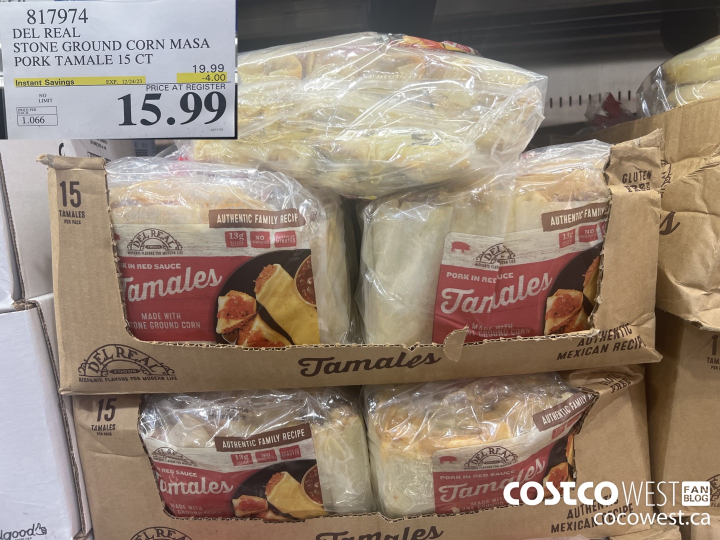 817974 DEL REAL STONE GROUND CORN MASA PORK TAMALE 15 CT ($4.00 INSTANT SAVINGS EXPIRES ON 2023-12-24) $15.99