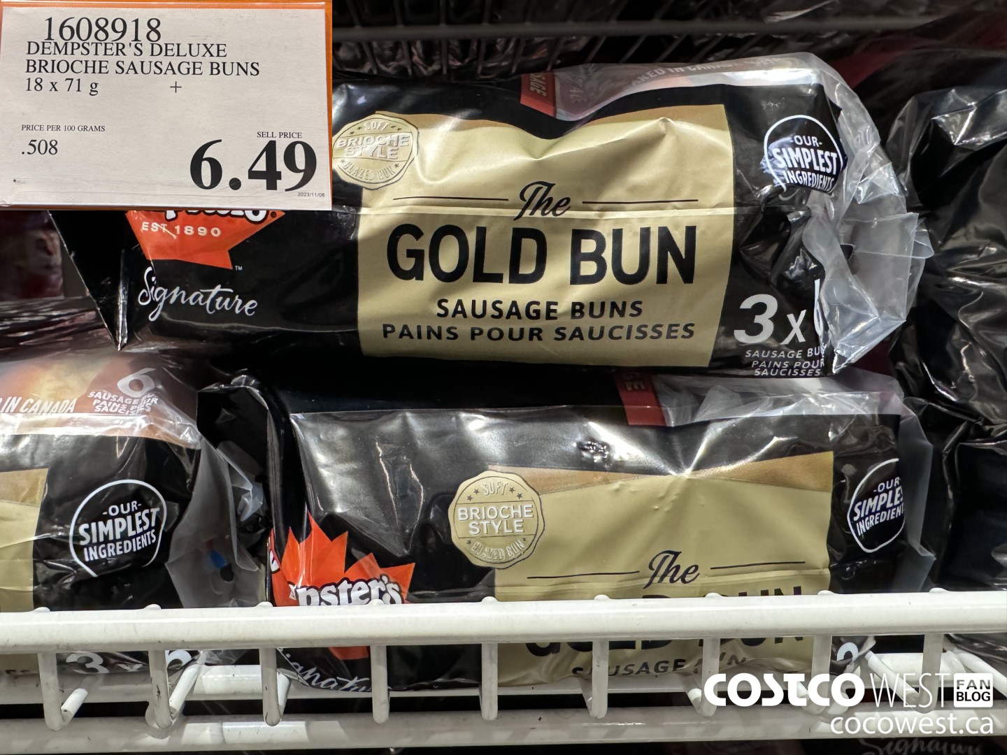 1608918 DEMPSTER'S DELUXE BRIOCHE SAUSAGE BUNS 18 X 71 G $6.49