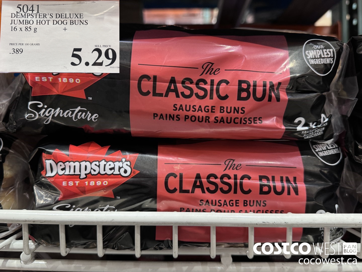 5041 DEMPSTER'S DELUXE JUMBO HOT DOG BUNS PACK OF 16 X 85 G $5.29