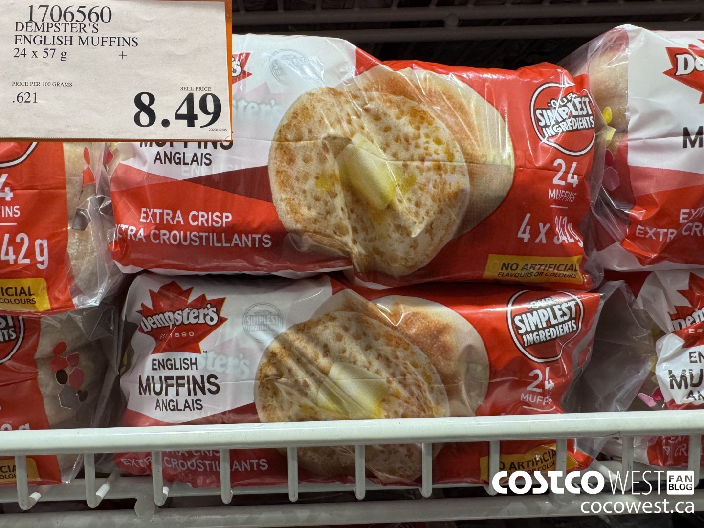1706560 DEMPSTER'S ENGLISH MUFFINS 24 Pack $8.49