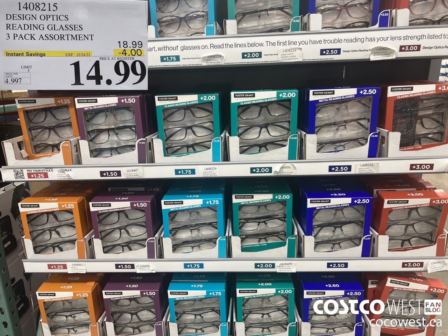 1408215 DESIGN OPTICS READING GLASSES 3 PACK ASSORTMENT ($4.00 INSTANT SAVINGS EXPIRES ON 2023-12-24) $14.99