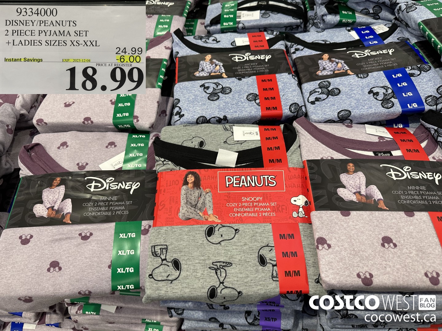 9334000 DISNEY/PEANUTS 2 PIECE PYJAMA SET LADIES SIZES XS-XXL ($6.00 INSTANT SAVINGS EXPIRES ON 2023-12-04) $18.99