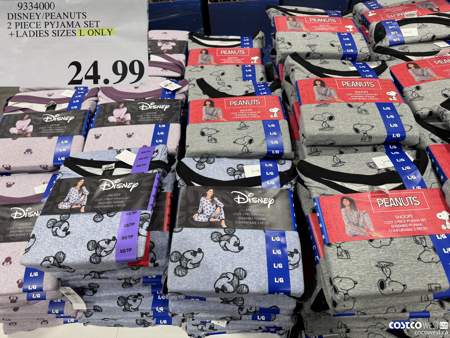 9334000 DISNEY/PEANUTS 2 PIECE PYJAMA SET LADIES SIZES XS-XXL $24.99