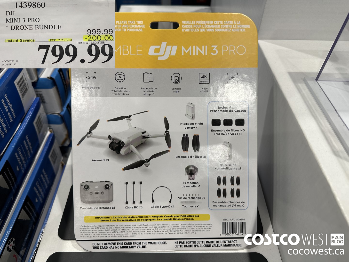 1439860 DJI MINI 3 PRO DRONE BUNDLE ($200.00 INSTANT SAVINGS EXPIRES ON 2023-12-31) $799.99