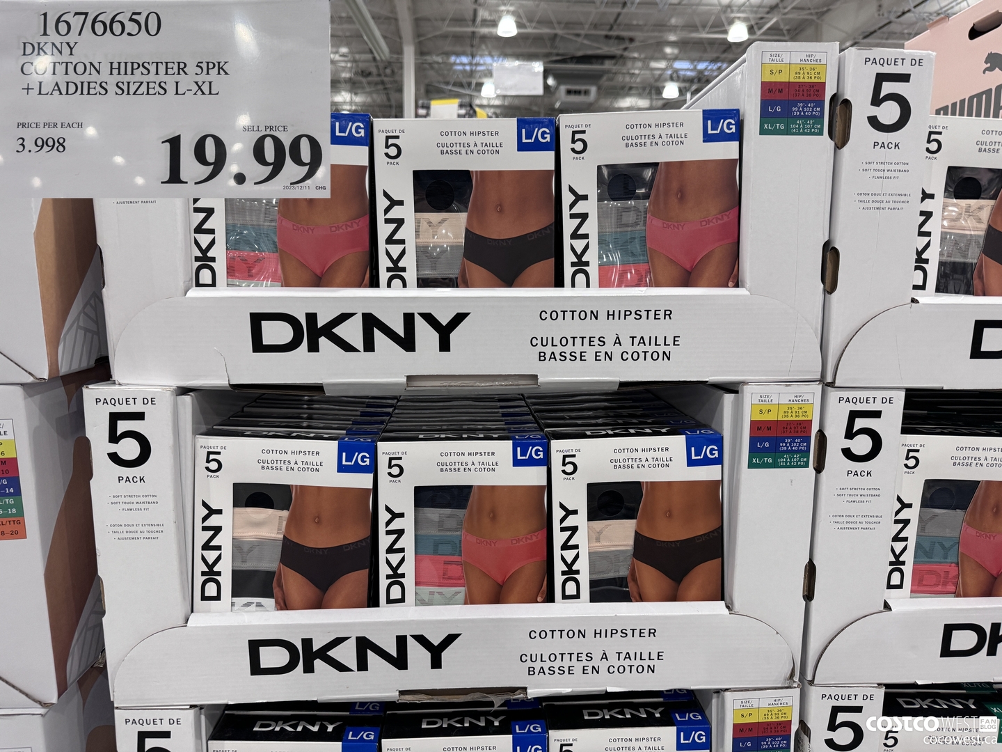 1676650 DKNY COTTON HIPSTERS 5PK LADIES SIZES M-XL ONLY $19.99