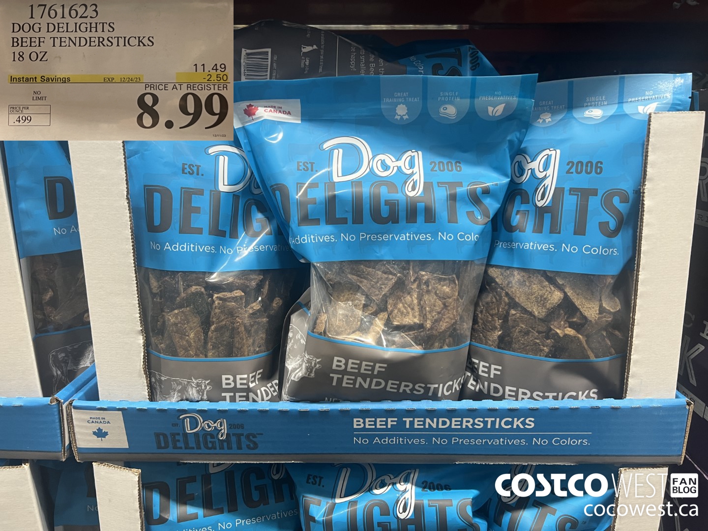 1761623 DOG DELIGHTS BEEF TENDERSTICKS 18 OZ ($2.50 INSTANT SAVINGS EXPIRES ON 2023-12-24) $8.99