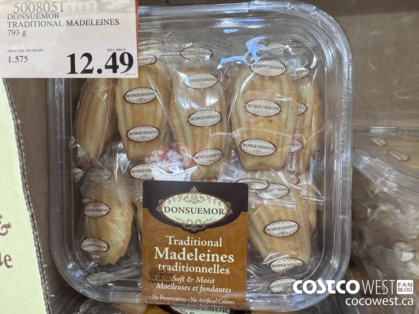 5008051 DONSUEMOR TRADITIONAL MADELEINES 794 g $12.49