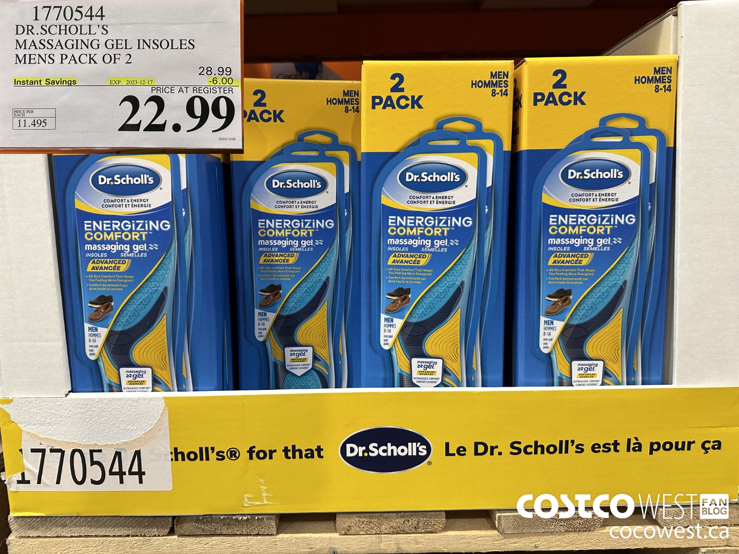 1770544 DR. SCHOLL'S MASSAGING GEL INSOLSES MENS PACK OF 2 ($6.00 INSTANT SAVINGS EXPIRES ON 2023-12-17) $22.99