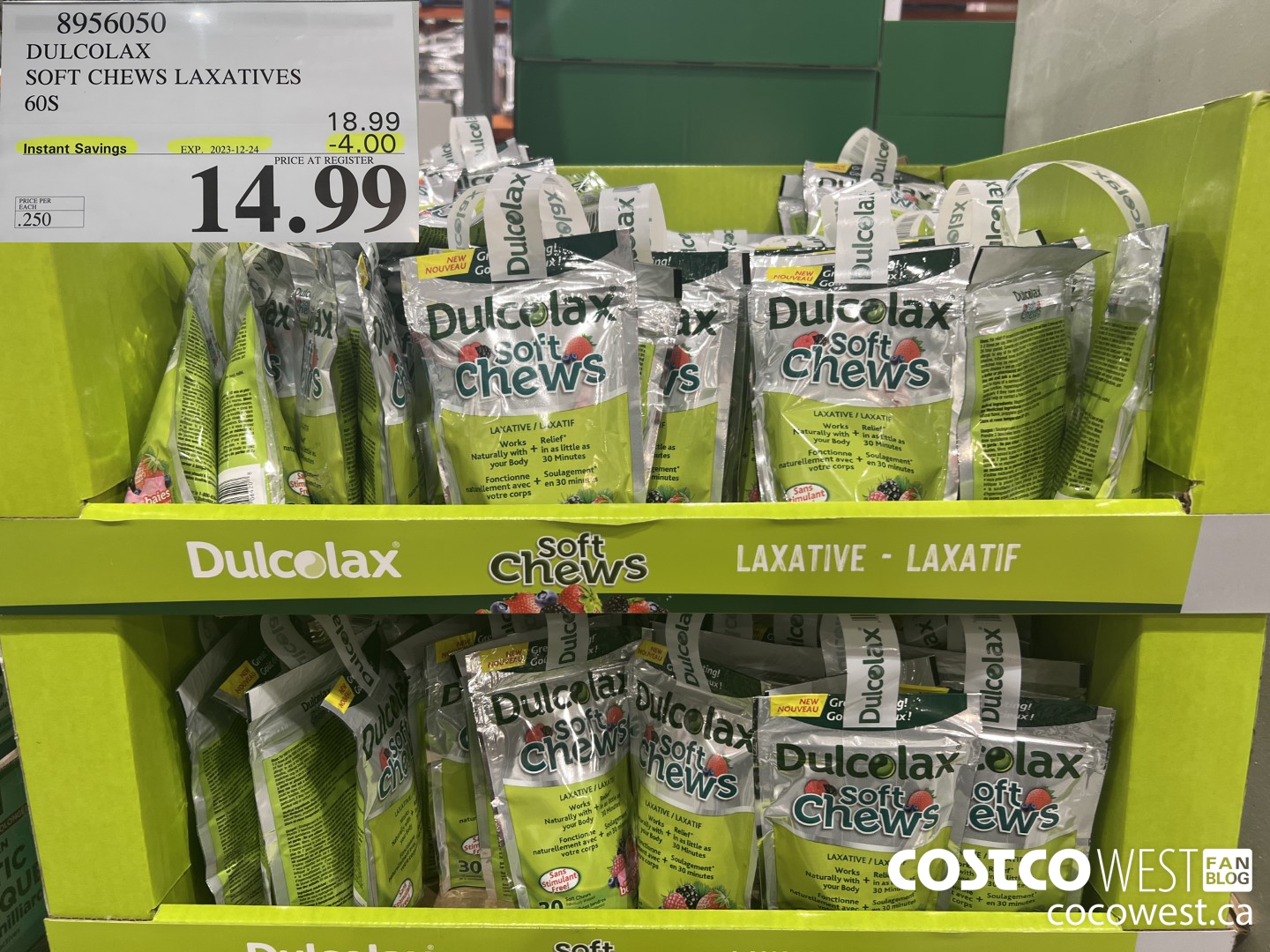 8956050 DULCOLAX SOFT CHEWS LAXATIVES 60S ($4.00 INSTANT SAVINGS EXPIRES ON 2023-12-24) $14.99