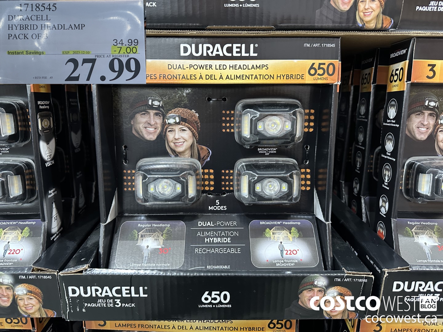 1718545 DURACELL HYBRID HEADLAMP PACK OF 3 ($7.00 INSTANT SAVINGS EXPIRES ON 2023-12-10) $27.99