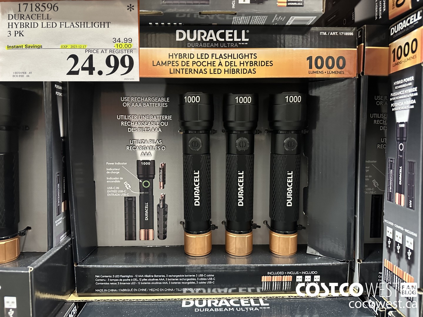1718596 DURACELL HYBRID LED FLASHLIGHT 3 PK ($10.00 INSTANT SAVINGS EXPIRES ON 2023-12-17) $24.99