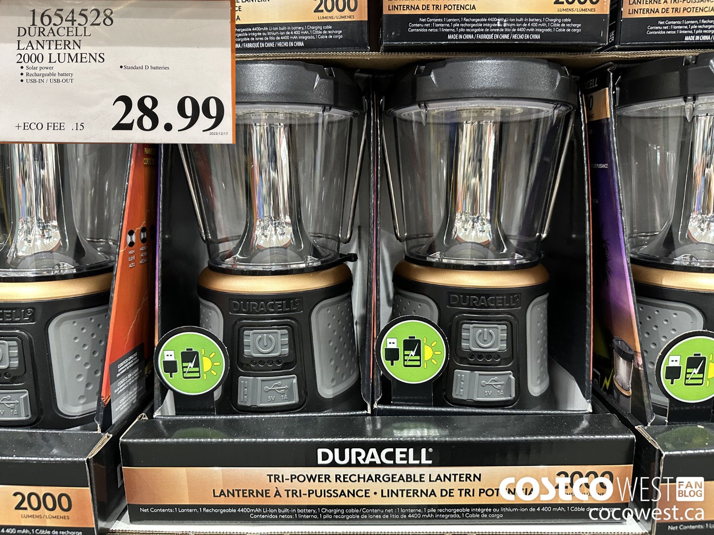 1654528 DURACELL LANTERN 2000 LUMENS $28.99