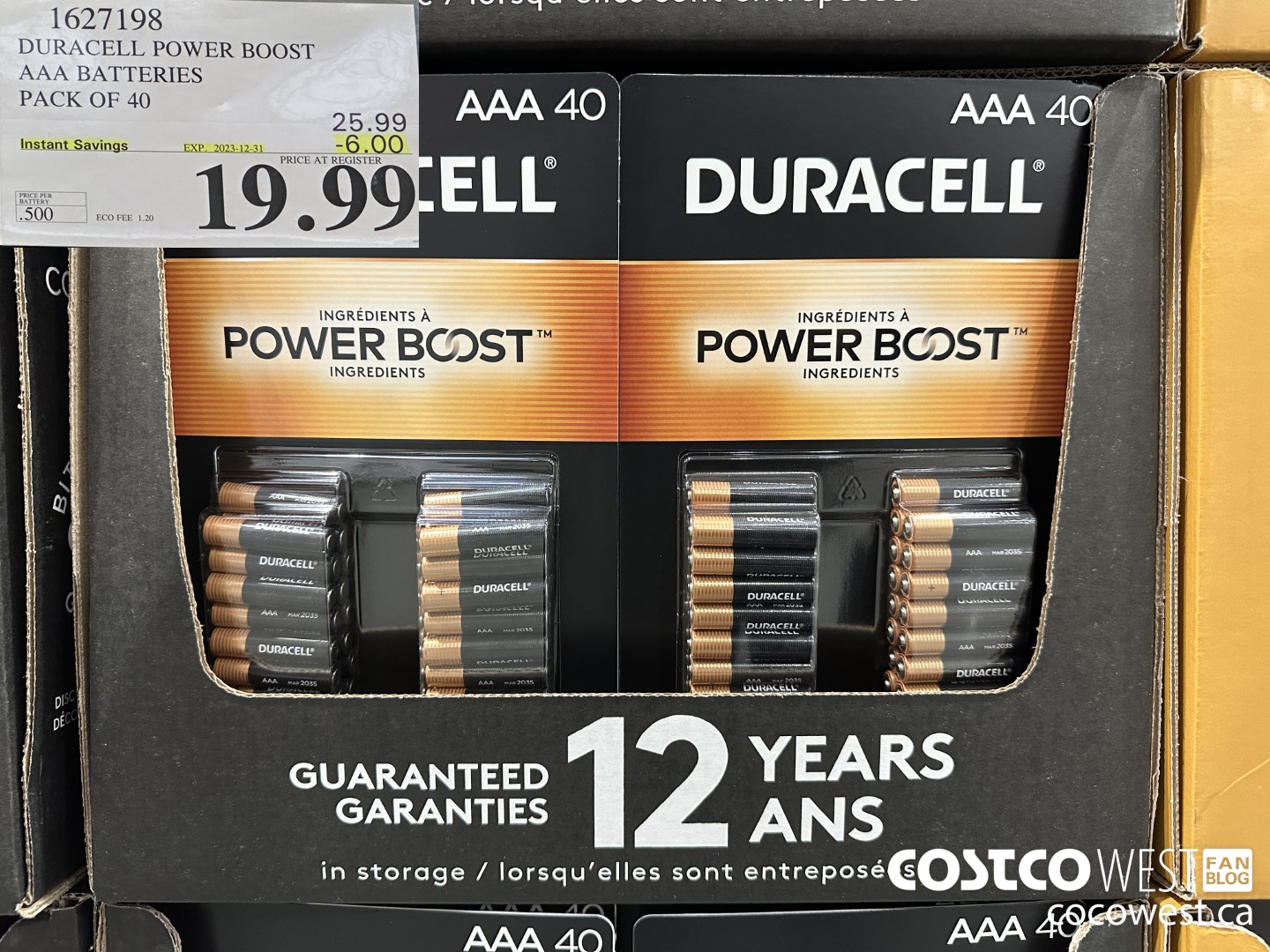 1627198 DURACELL POWER BOOST AAA BATTERIES PACK OF 40 ($6.00 INSTANT SAVINGS EXPIRES ON 2023-12-31) $19.99
