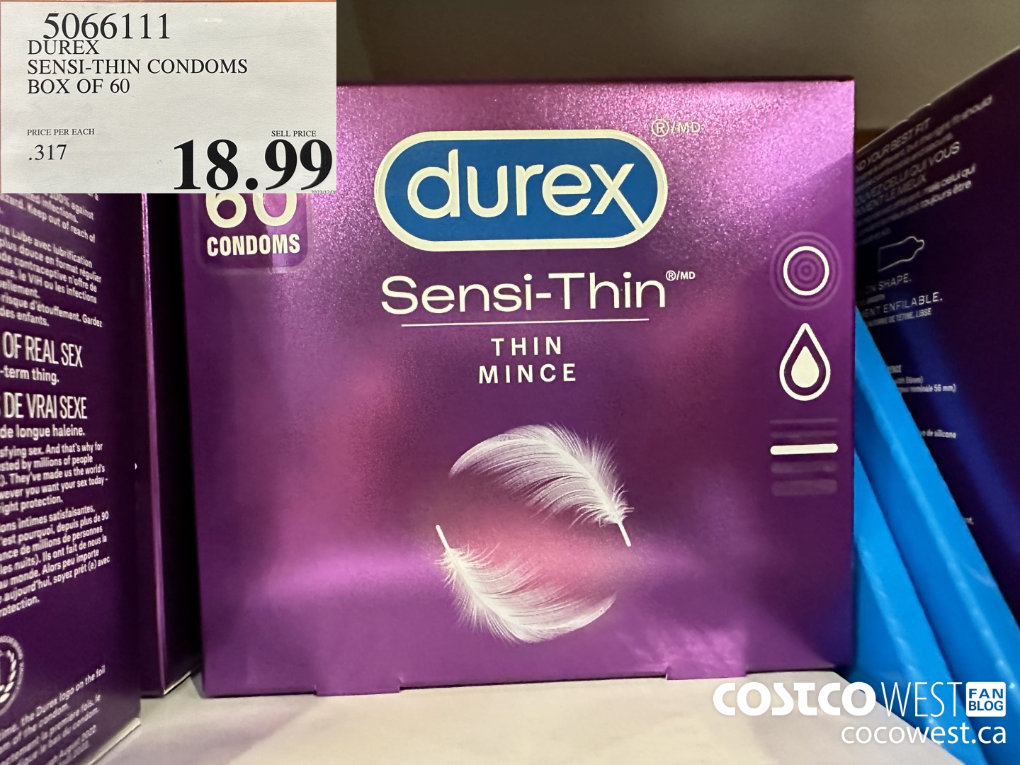 5066111 DUREX SENSI-THIN CONDOMS BOX OF 60 $18.99