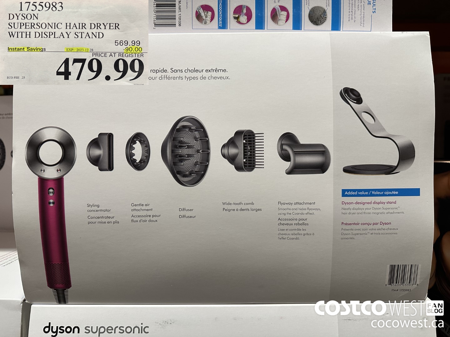 1755983 DYSON SUPERSONIC HAIR DRYER WITH DISPLAY STAND ($90.00 INSTANT SAVINGS EXPIRES ON 2023-12-28) $479.99