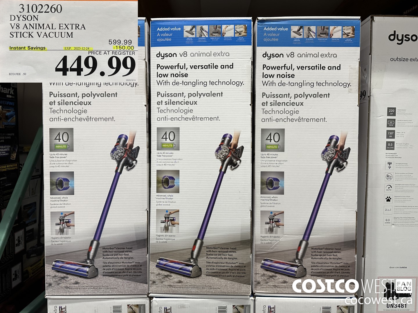 3102260 DYSON V8 ANIMAL EXTRA CORD-FREE VACUUM ($150.00 INSTANT SAVINGS EXPIRES ON 2023-12-24) $449.99