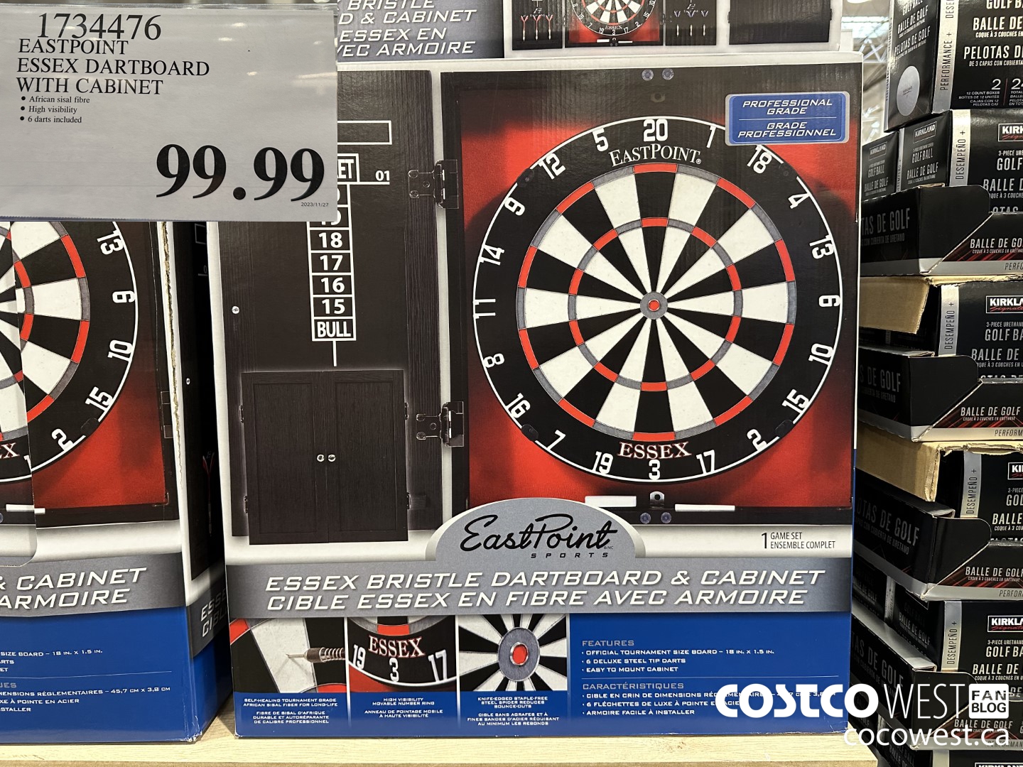 1734476 EASTPOINT ESSEX DARTBOARD WITH CABINET $99.99
