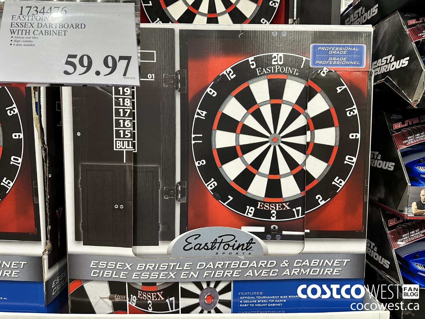 1734476 EASTPOINT ESSEX DARTBOARD WITH CABINET $59.97