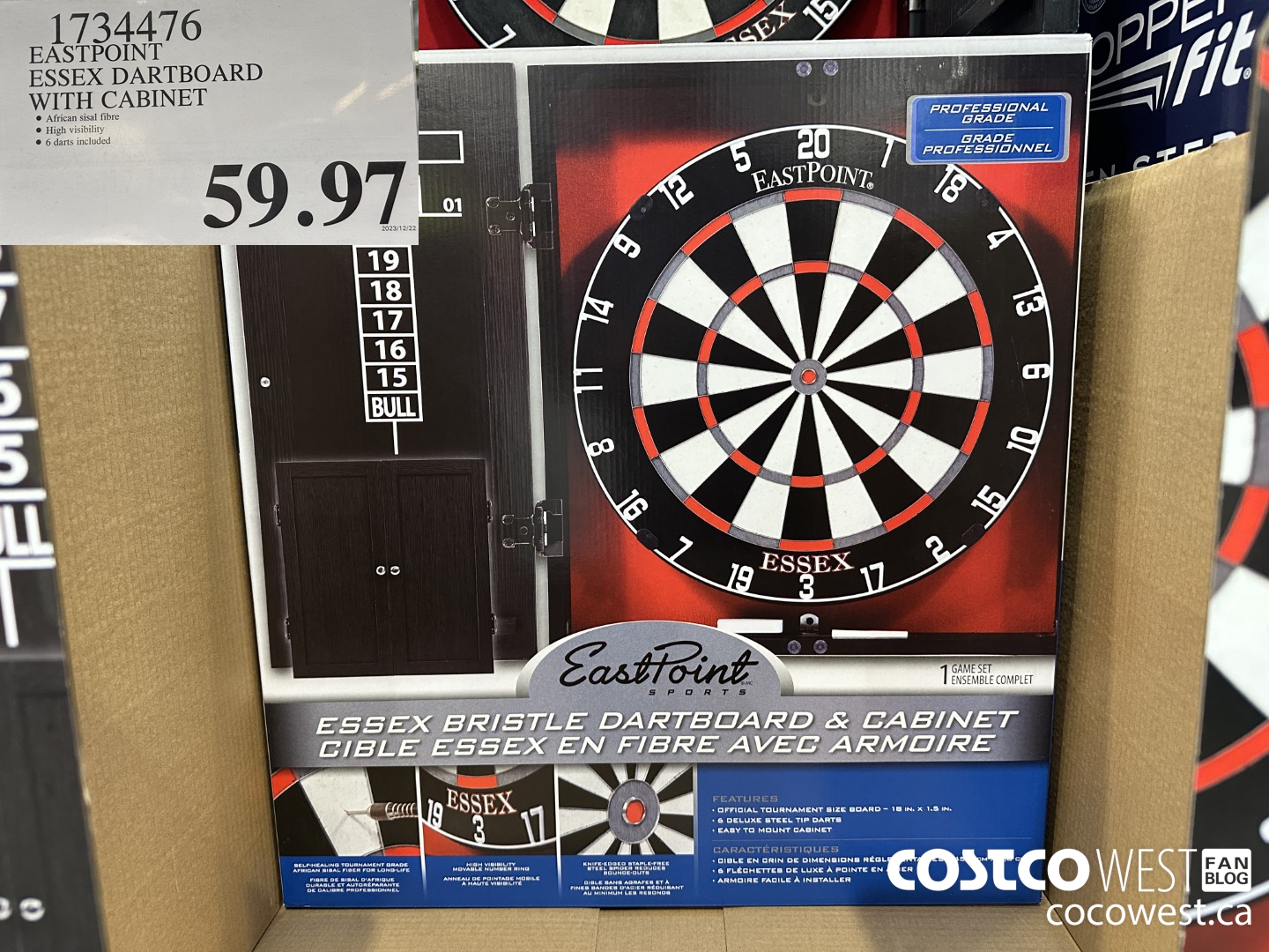 1734476 EASTPOINT ESSEX DARTBOARD WITH CABINET $59.97