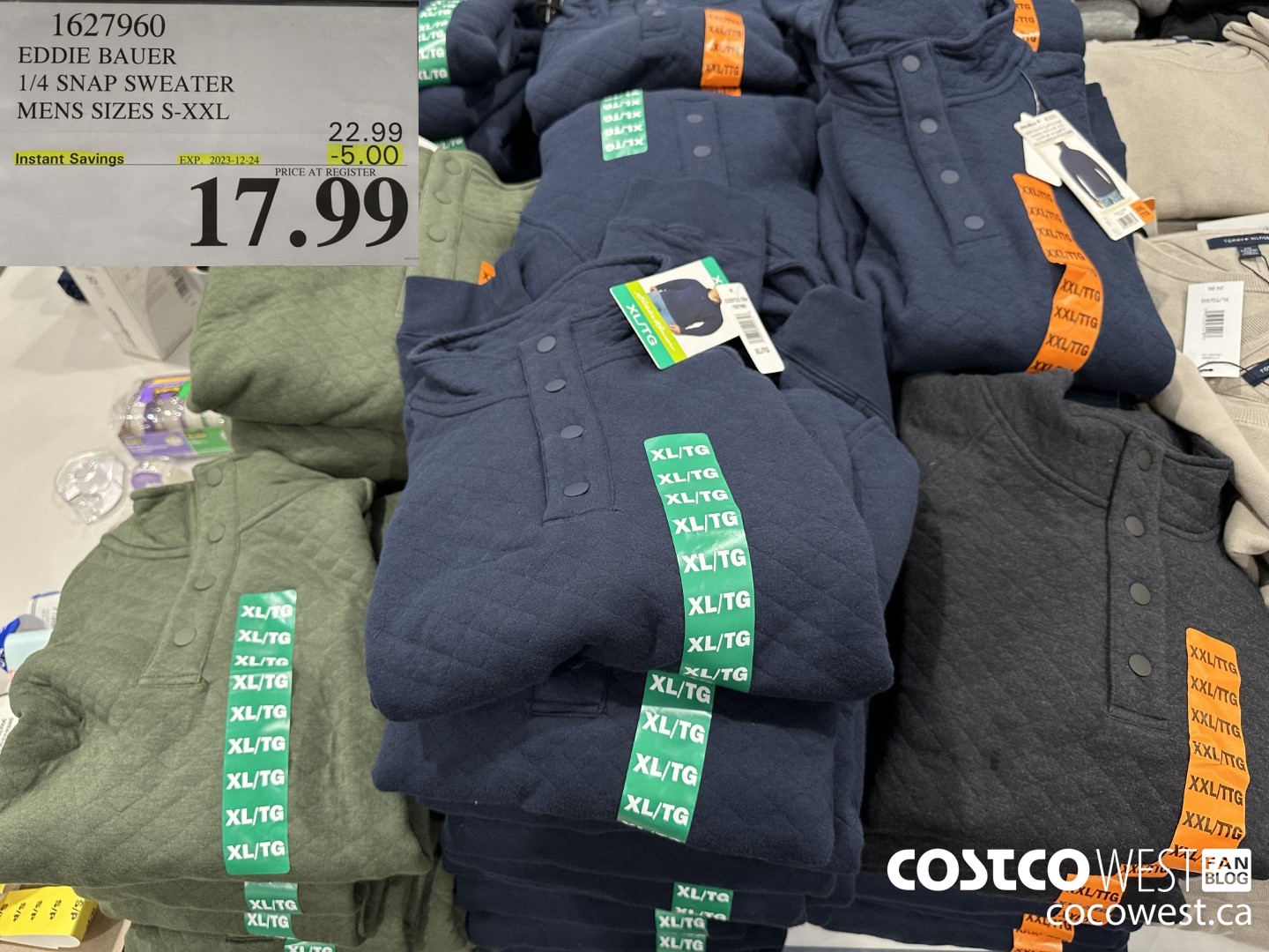 1627960 EDDIE BAUER 1/4 SNAP SWEATER MENS SIZES S-XXL ($5.00 INSTANT SAVINGS EXPIRES ON 2023-12-24) $17.99