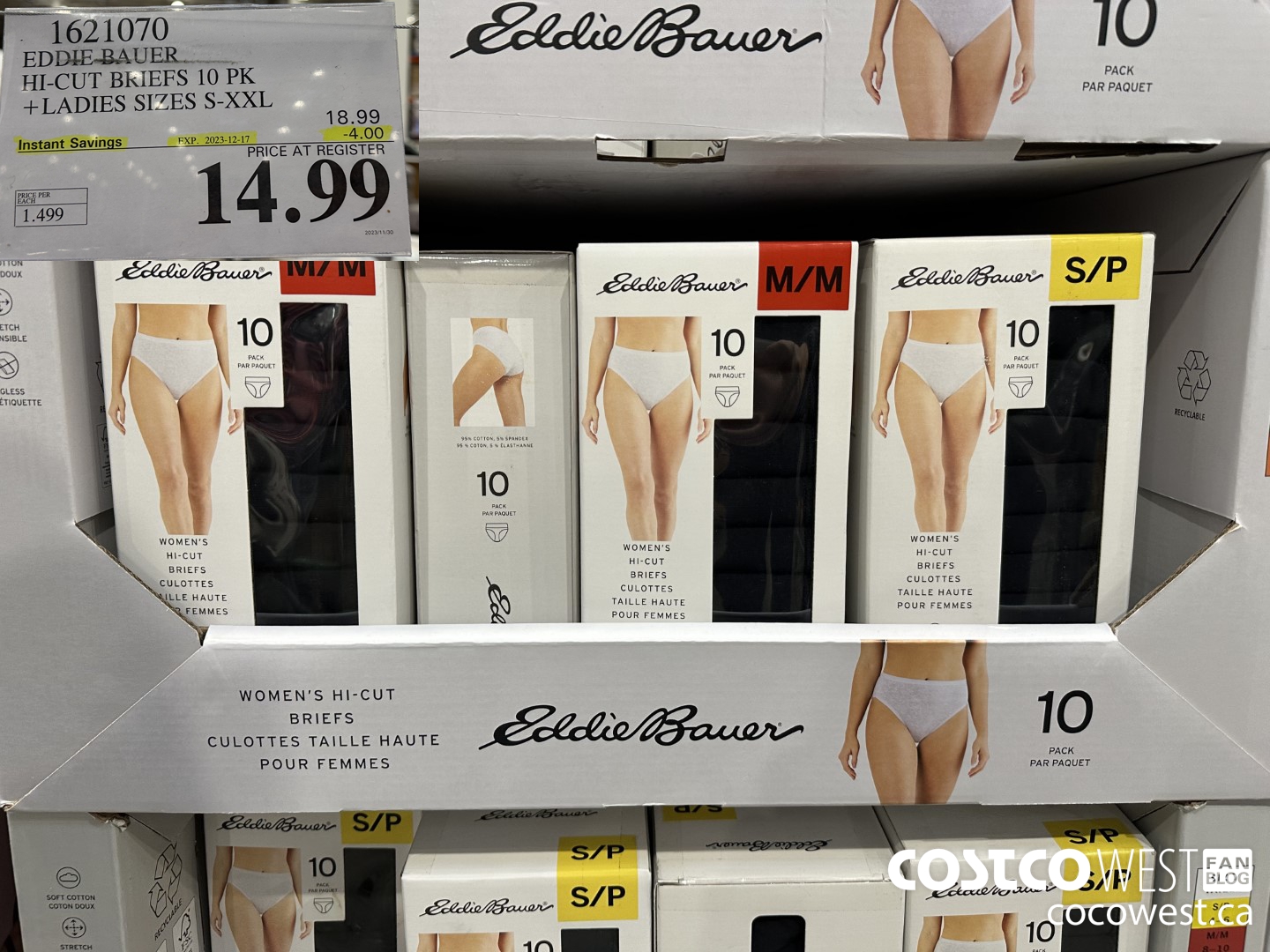 1621070 EDDIE BAUER HI-CUT BRIEF 10PK LADIES SIZES S-XXL ($4.00 INSTANT SAVINGS EXPIRES ON 2023-12-17) $14.99