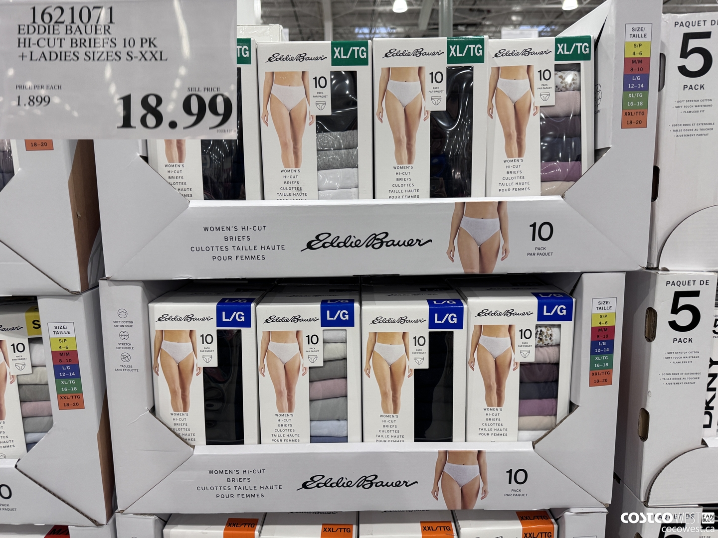 1621071 EDDIE BAUER HI-CUT BRIEF 10PK LADIES SIZES S-XXL $18.99