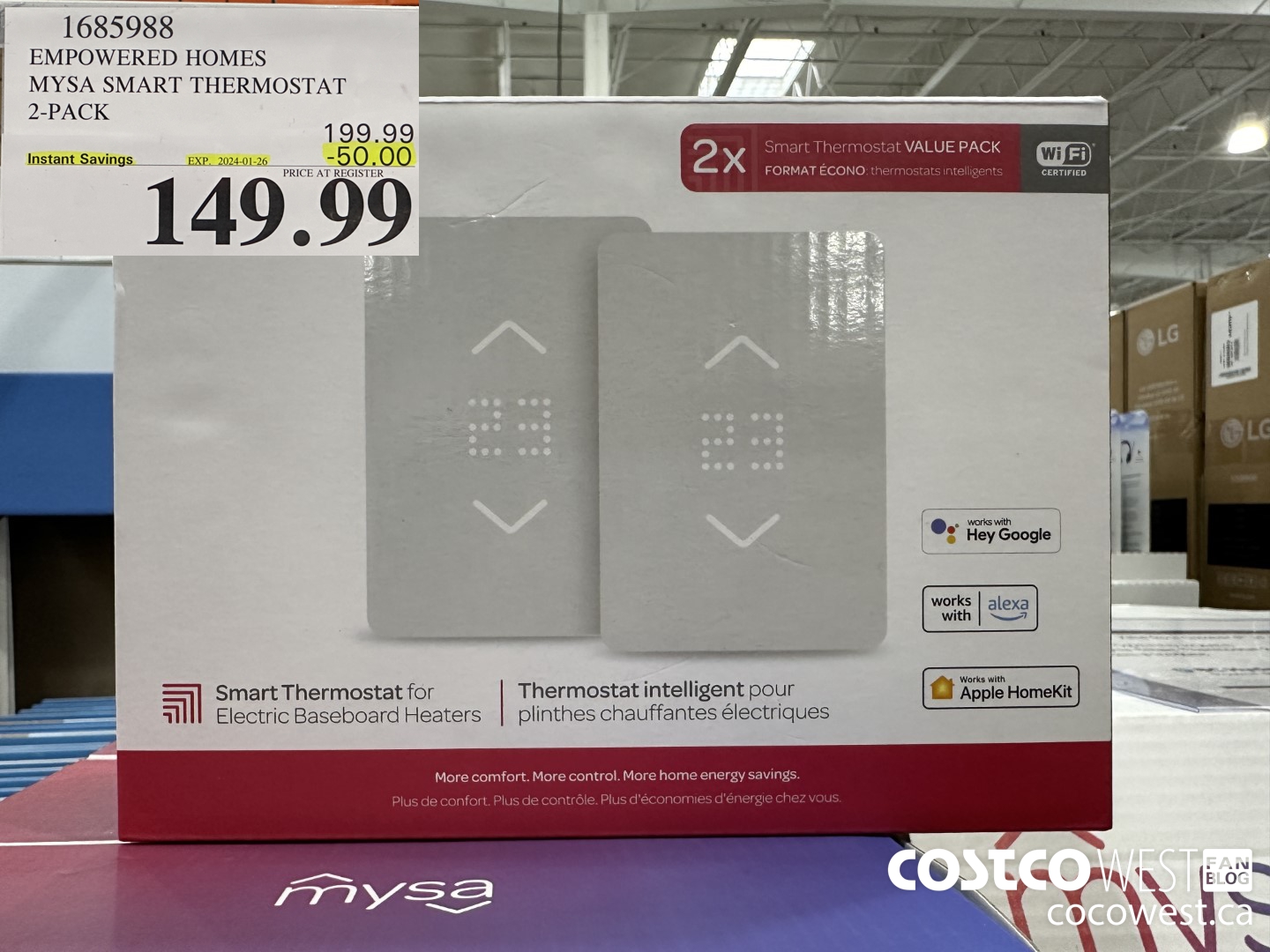1685988 EMPOWERED HOMES MYSA SMART THERMOSTAT 2-PACK ($50.00 INSTANT SAVINGS EXPIRES ON 2024-01-26) $149.99