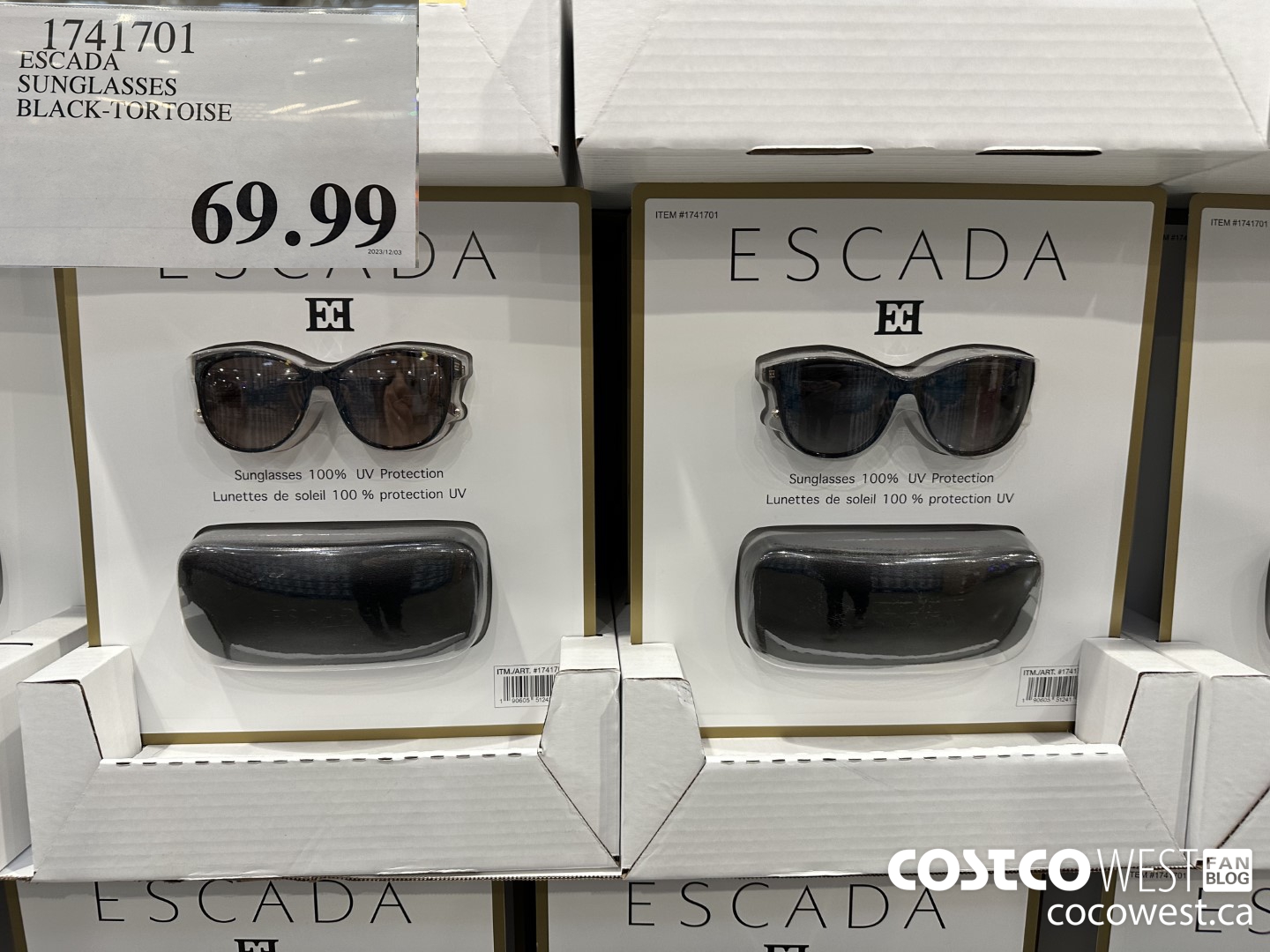 1741701 ESCADA SUNGLASSES BLACK-TURQUOISE $69.99