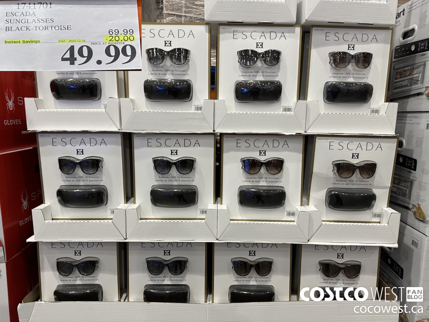 1741701 ESCADA SUNGLASSES BLACK-TURQUOISE ($20.00 INSTANT SAVINGS EXPIRES ON 2023-12-24) $49.99