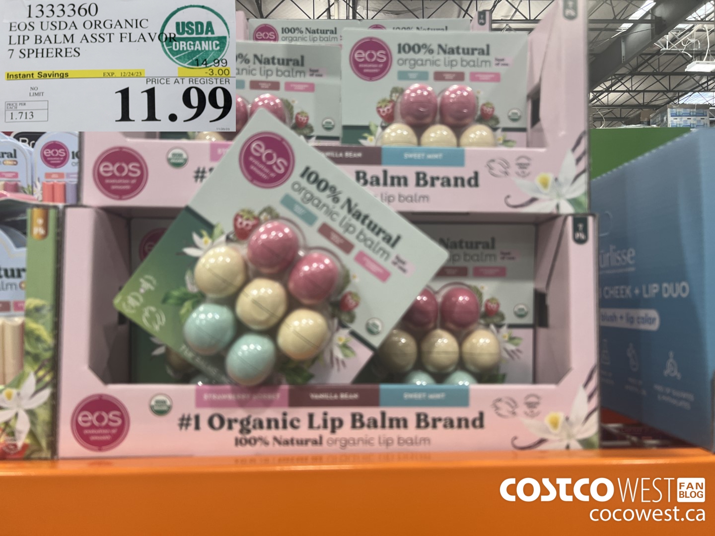 1333360 ESO USDA ORGANIC LIP BALM ASST FLAVOR 7 SPHERES ($3.00 INSTANT SAVINGS EXPIRES ON 2023-12-24) $11.99