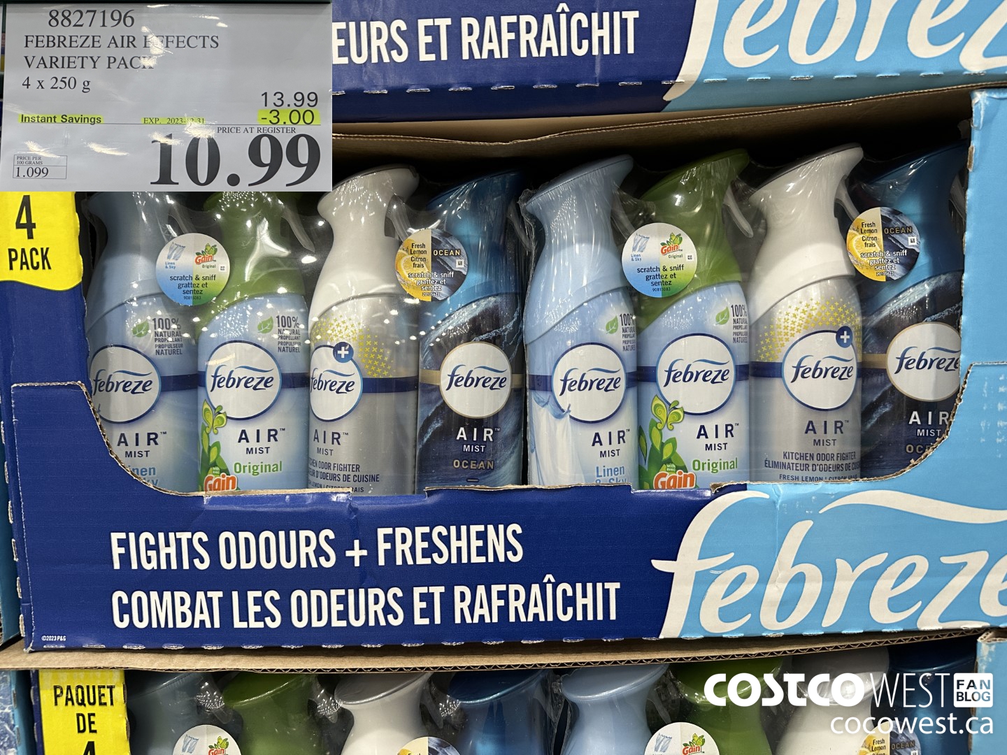 8827196 FEBREZE AIR EFFECTS VARIETY PACK 4 X 250 G ($3.00 INSTANT SAVINGS EXPIRES ON 2023-12-31) $10.99