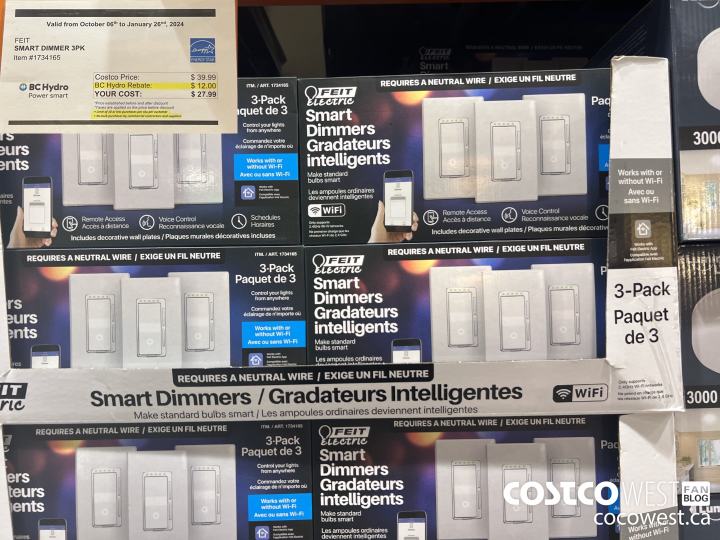 1734165 FEIT SMART DIMMER 3PK ($12.00 INSTANT SAVINGS EXPIRES ON 2024-01-26) $27.99