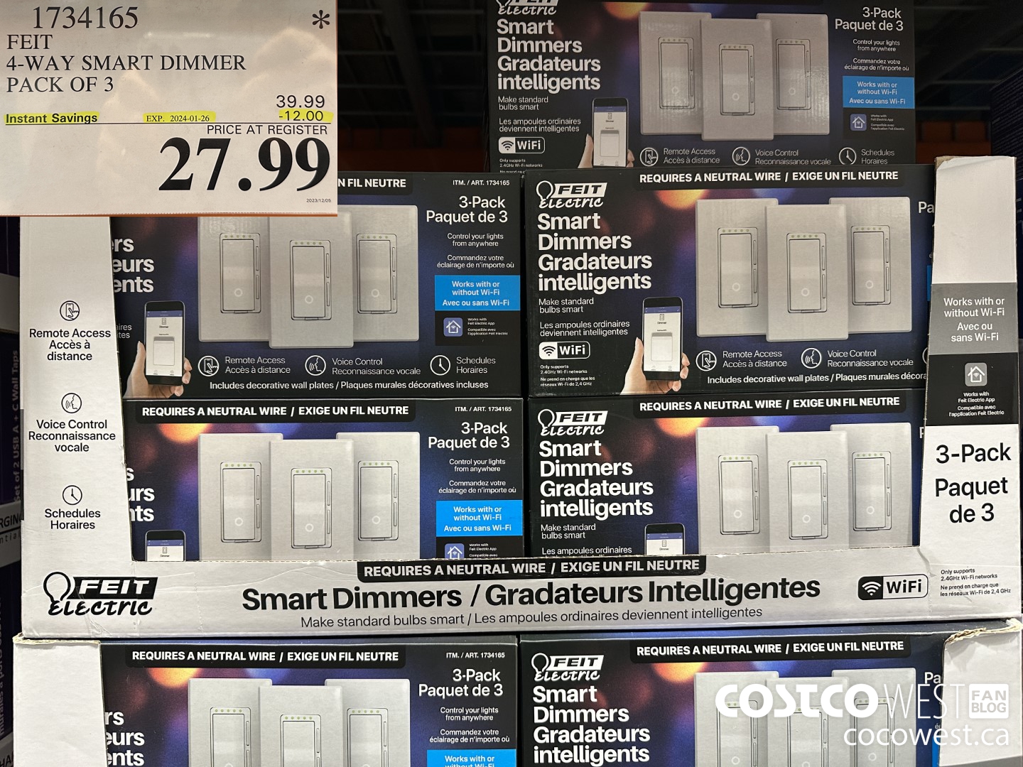 1734165 FEIT SMART DIMMER 3PK ($12.00 INSTANT SAVINGS EXPIRES ON 2024-01-26) $27.99