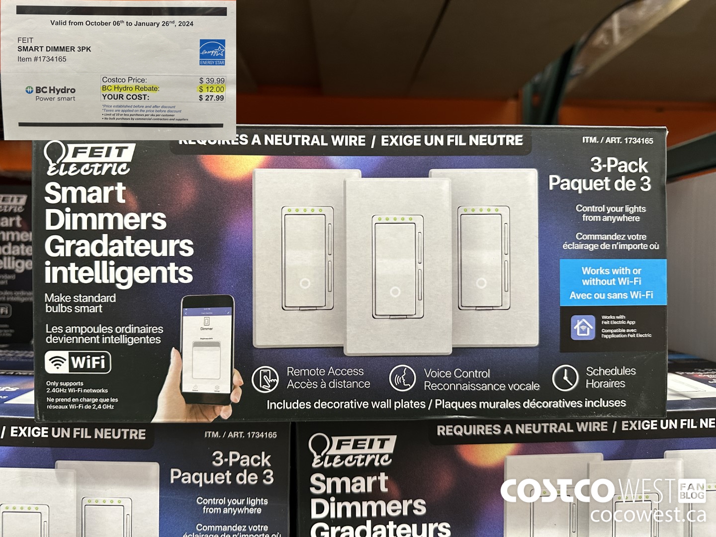 1734165 FEIT SMART DIMMER 3PK ($12.00 INSTANT SAVINGS EXPIRES ON 2024-01-26) $27.99