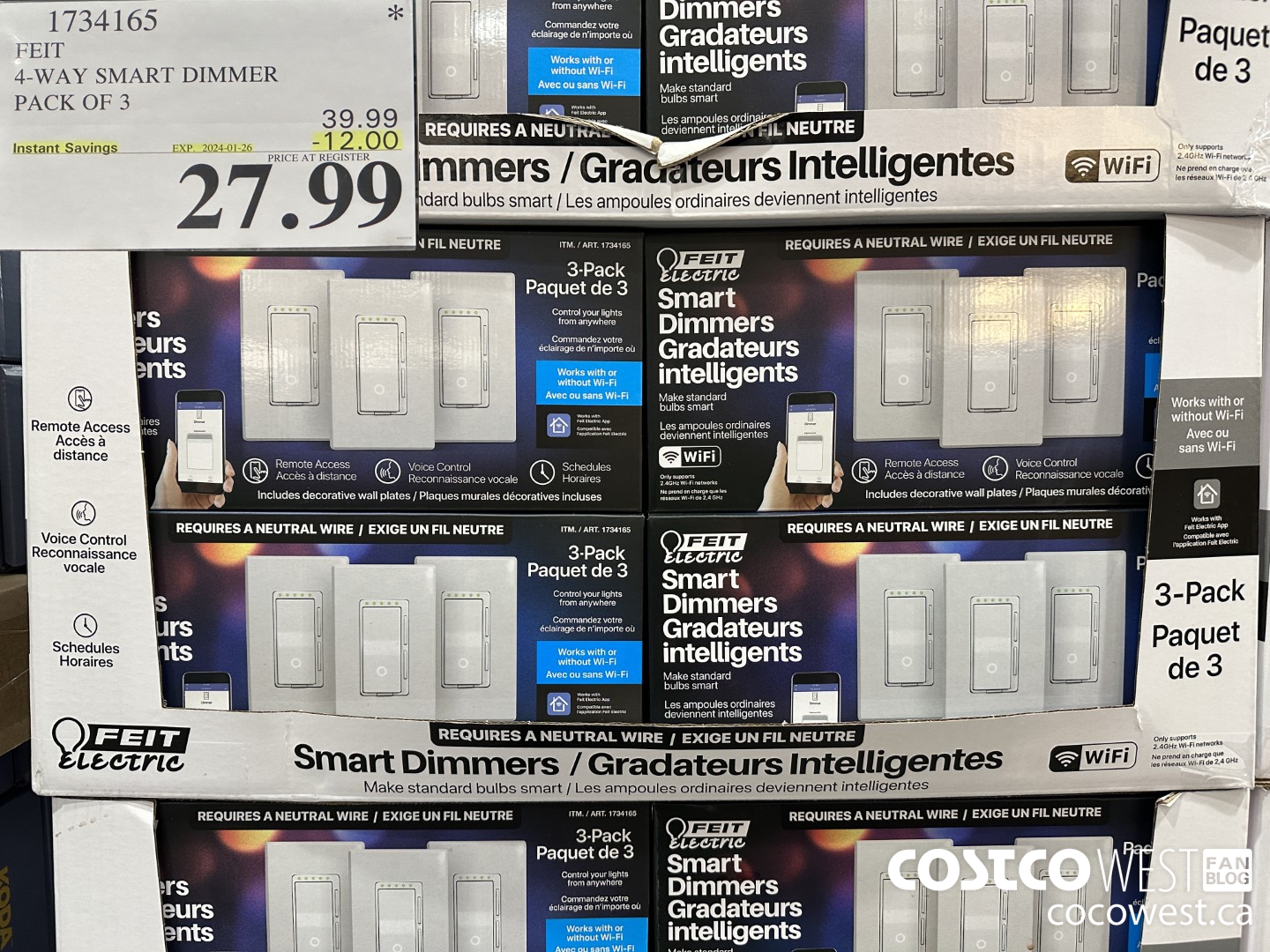 1734165 FEIT SMART DIMMER 3PK ($12.00 INSTANT SAVINGS EXPIRES ON 2024-01-26) $27.99