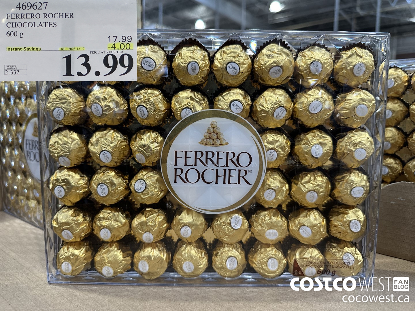 469627 FERRERO ROCHER CHOCOLATES 600 G ($4.00 INSTANT SAVINGS EXPIRES ON 2023-12-17) $13.99