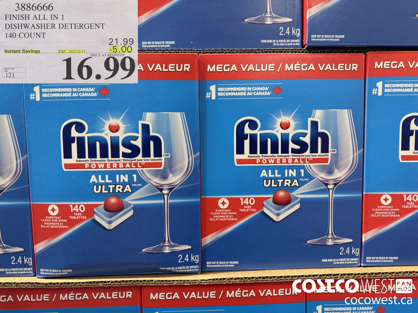 3886666 FINISH ALL IN 1 DISHWASHER DETERGENT 140 COUNT ($5.00 INSTANT SAVINGS EXPIRES ON 2023-12-17) $16.99