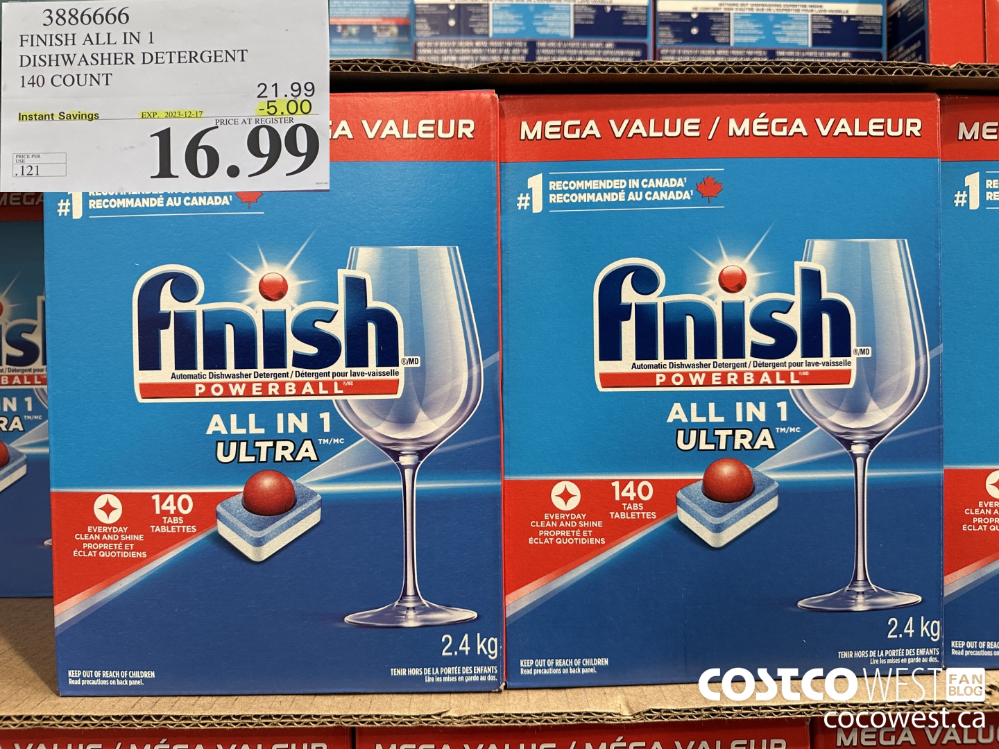 3886666 FINISH ALL IN 1 DISHWASHER DETERGENT 140 COUNT ($5.00 INSTANT SAVINGS EXPIRES ON 2023-12-17) $16.99