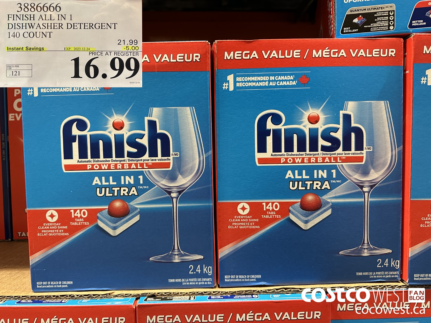 3886666 FINISH ALL IN 1 DISHWASHER DETERGENT 140 COUNT ($5.00 INSTANT SAVINGS EXPIRES ON 2023-12-24) $16.99