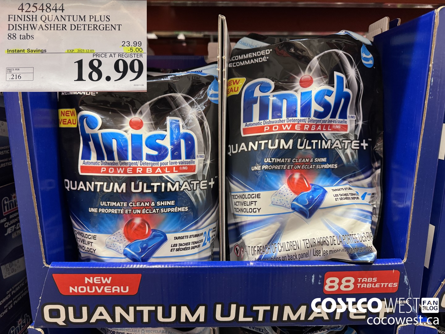 4254844 FINISH QUANTUM PLUS DISHWASHER DETERGENT 88 tabs ($5.00 INSTANT SAVINGS EXPIRES ON 2023-12-03) $18.99