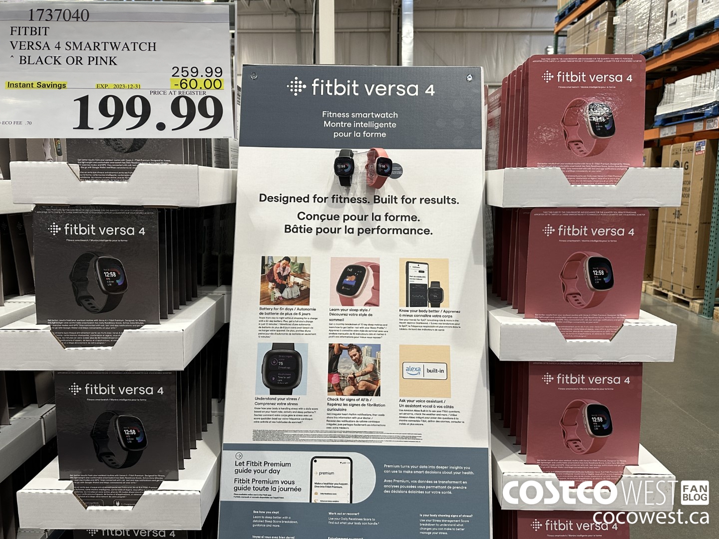 1737040 FITBIT VERSA 4 SMARTWATCH BLACK OR PINK ($60.00 INSTANT SAVINGS EXPIRES ON 2023-12-31) $199.99
