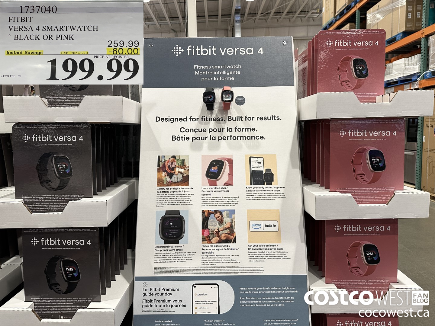 1737040 FITBIT VERSA 4 SMARTWATCH BLACK OR PINK ($60.00 INSTANT SAVINGS EXPIRES ON 2023-12-31) $199.99