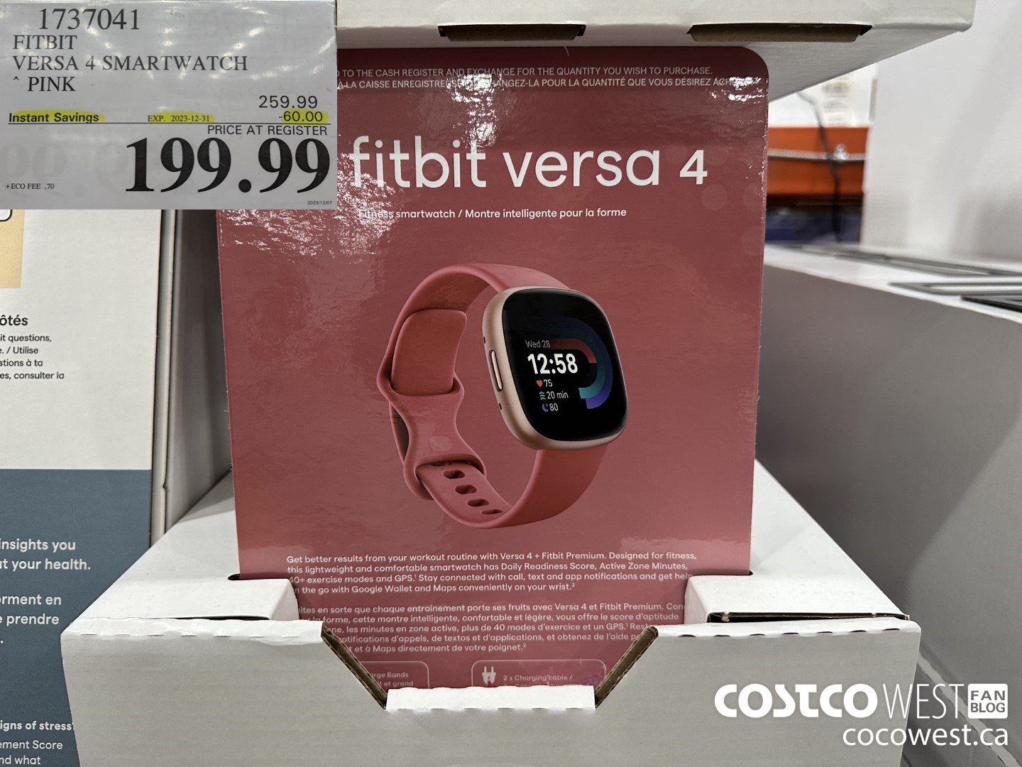 1737041 FITBIT VERSA 4 SMARTWATCH PINK/BLACK ($60.00 INSTANT SAVINGS EXPIRES ON 2023-12-31) $199.99